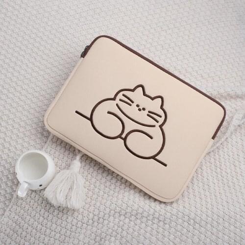 Korean Ins Cat Laptop Tablet Case Bag 13inch For Mac Ipad Pro 9.7 10.8 11 13 14.5 15 inch Cute Laptop Inner Sleeve Bag Pouch