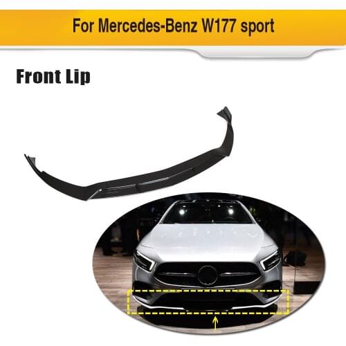 For W177 Auto Car Front Bumper Lip Spoiler For Mercedes-Benz A Class W177 A180 A200 A45 AMG Sport 2019 Carbon / Black 3PCS/SET