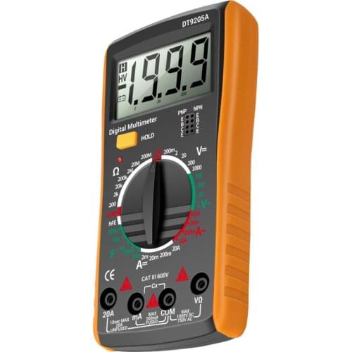 DT-9205A Multimeter Tester Digital Multimeter Hand Held LCD Multimeter Clear LCD Screen Wide Measuring Range And High Precision