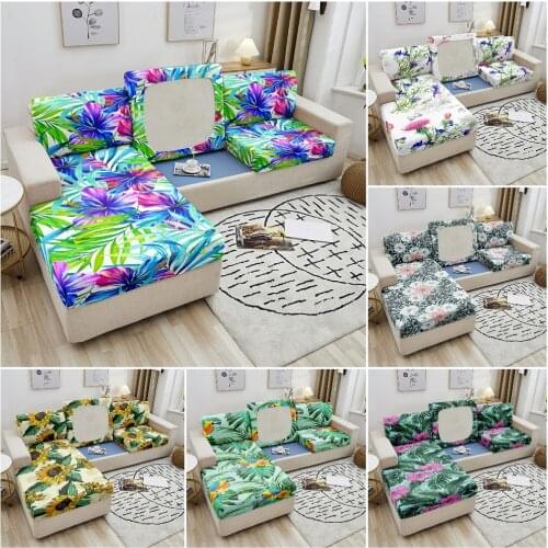 Elastic Slipcover Stretch Sofa Seat Cover Floral Nordic Leaves For Living Room L Shape Sofa Couch Cover 1/2/3/4 Seater