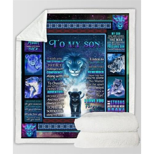 To My Son 3D Printed fleece blanket Beds Hiking Picnic Thick Fashionable Bedspread Sherpa Throw Blanket Drop Shipping 02
