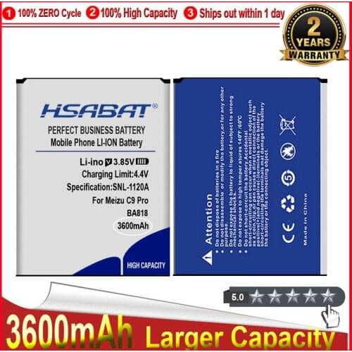 HSABAT 0 Cycle 3600mAh BA818 Battery for Meizu c9 pro C9Pro High Quality Mobile Phone Replacement Accumulator