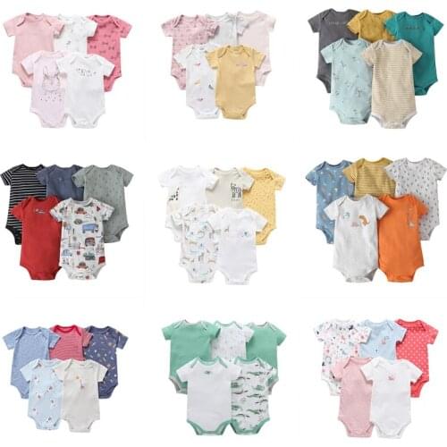 2021 summer 5pcs/pack baby boy girl clothes set short sleeve romper born clothes unisex newborn costume clothing cotton 6-24M
