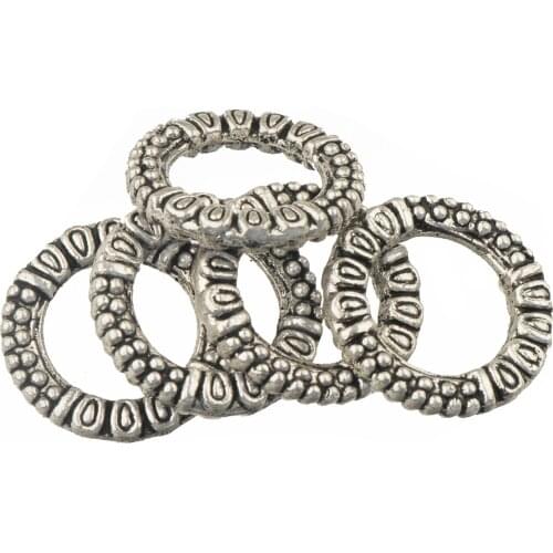 30pcs/lot Round Rings DIY Jewelery Accessories Silver Flower 17*2mm Alloy Cords Bangles Scarf Making Berloques Supplies 2021 New