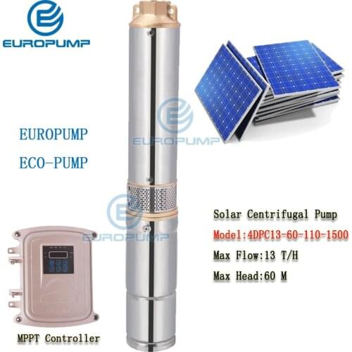 EUROPUMP MODEL(4DPC13-60-110-1500)4inch Solar Pump 110V 1500w 2HP Bomba For Agriculture Irrigation Max Flow 13T/H, Head 60m Pump