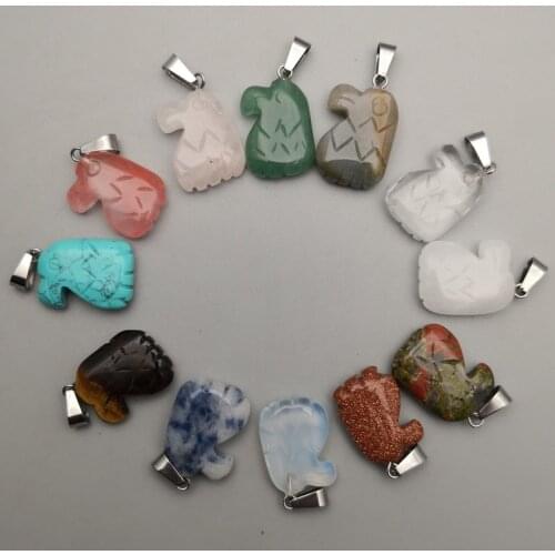 Fashion Eagle Head Carved Mixed natural stone pendant for jewelry making charm Necklaces accessories 12pcs/lot Wholesale