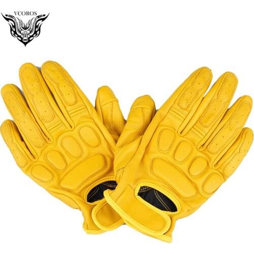 Geniune leather full finger motorcycle gloves motorbike racing protection equipment breathable & wearable moto soft gloves