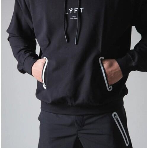 Reflective Zipper Men Fitness Running Hoodies Cotton Pullover Casual Sport Jogging Pullover Tops Gym Zipper Men Jackets Clothing