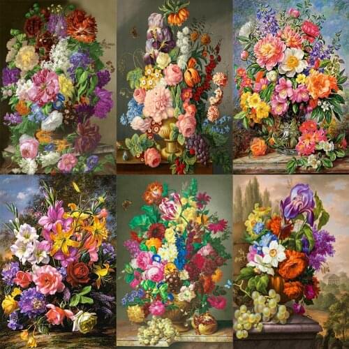 DIY 5D Diamond Painting Beautiful Flowers Series Full Round Drill Mosaic Art Home Decoration Gift Craft Hanging Painting 30x40cm