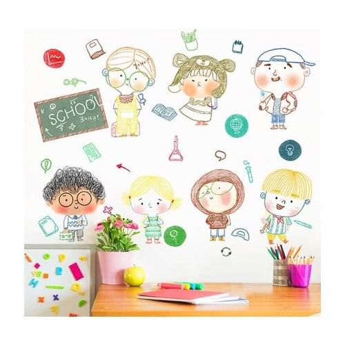 Wall Stickers Hand-painted Cartoon Character Bedroom Decor Cute Posters Kindergarten Classroom Layout Corridor Stickers