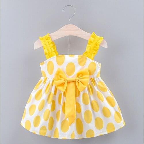 2021 New Summer Fashion infant dress Toddler Baby Girls Kids Strap Bow Dot Print Summer Dresses Princess Dresses baby jurk