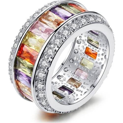 New Mothers Day Gift Original fashion jewelry inlaid colorful zircon ring crystal from Swarovskis wheel ring for Woman