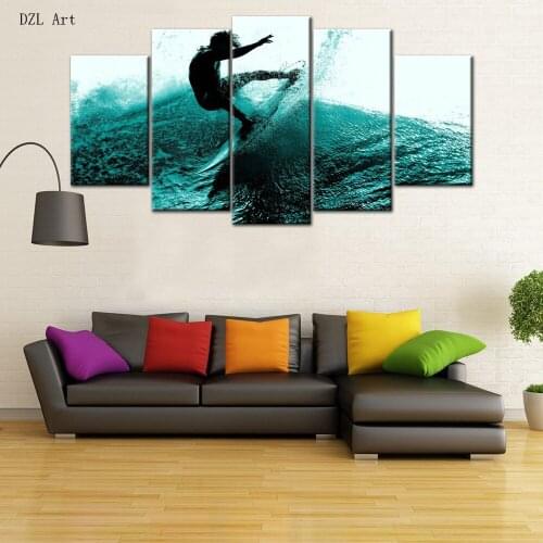 Drop shipping 5 sets/panels AWESOME Surfing in sunset Print on Canvas large canvas painting for bedroom Wall Art for Home Decor