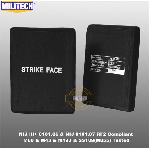 AK47&SS109&M80 6"x8" NIJ 3+ 0101.06/NIJ 0101.07 RF2 Alumina Ballistic Panel Two PCS Bulletproof SAPI Plate Stand Alone--MILITECH