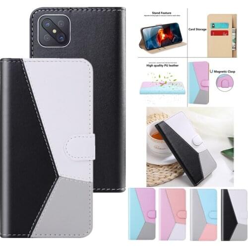 Reno 4Z 5G Case for OPPO A92S A32 A53 A30 A52 A72 A92 4G A9 A5 2020 Flip Cover Splicing Leather Wallet Full Protect Phone Fundas