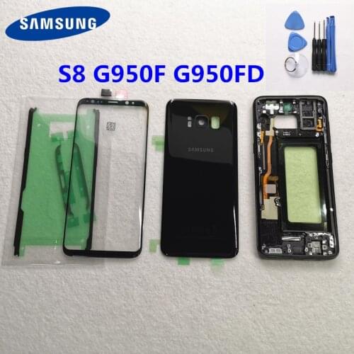 SAMSUNG Galaxy S8 G950 SM-G950F G950FD SM-G950F Full Housing Case Back Glass Cover S8 LCD Front Screen Glass Lens Middle Frame