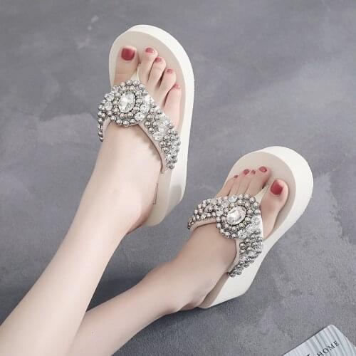 Water Drop Handmade DIY Sandals Mid-heel Stretch Fabric Non-slip Casual Wedge Heel Womens Shoes
