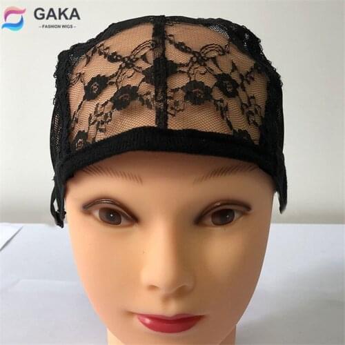 GAKA 2pcs Black Rose Net Wig Caps for Making Wig Mesh Glueness Hairnets with Elastic Straps for Weaving Women Hair Wigs