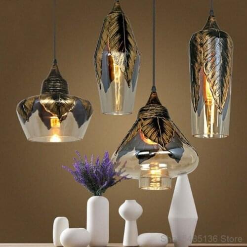 Nordic Modern Glass Pendant Lights Led Industrial Retro Style Loft Dining Room Living Room Bedroom Kitchen Home Decoration Lamps