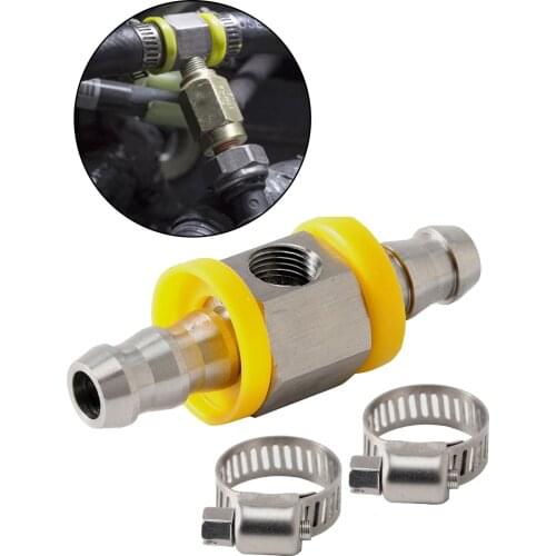 3/8 inch Car Fuel Line Fuel Pressure T-Fitting Adapter Regulator w/Clamps,Durable Material