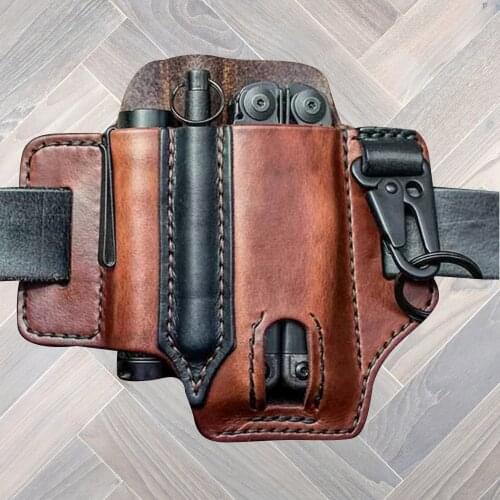 Retro Tactical Multifunction Belt New Multitool Leather Sheath Pocket Portable Multi-tool Storage Bag for Hunting Camping Tool