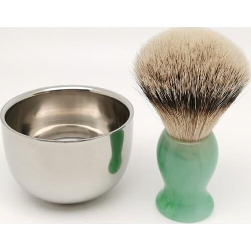TEYO Super Silvertip Badger Hair Shaving Brush and Shaving Bowl Set Pefect for Shave Razor