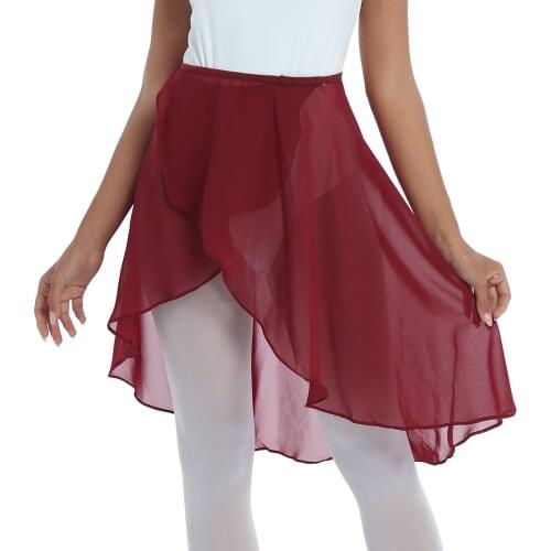 TiaoBug Women Sheer Chiffon Ballet Skirt Adult Stage Performance Costume Gymnastics Leotard Dress Midiskirts Practice Dancewear
