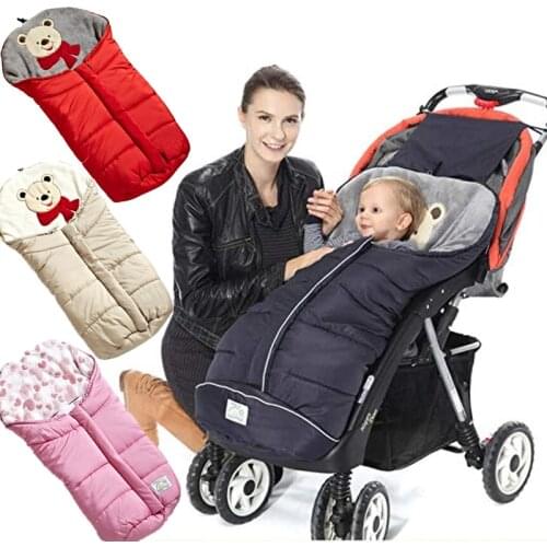 Universal Baby Stroller Sleeping Bag Pushchair Footmuff Sack for 0-6 Months Cartoon Winter Warm Stroller Cushion Soft Sleepsac