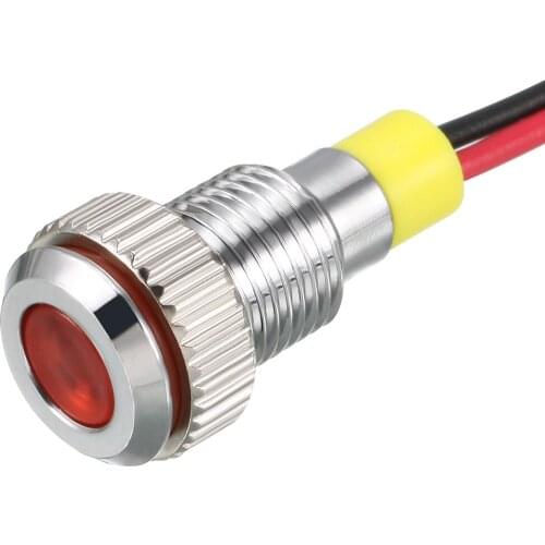 Uxcell LED Indicator Light 12V Flush Panel Mount LED Metal Shell for Telecommunications, Machine Tool, Home Appliances