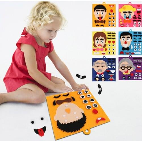 Felt Stickers for Kids DIY Craft Ornament,Assorted Colors,DIY Emotion Change Puzzle Matching Game Toy Facial Expression Toys