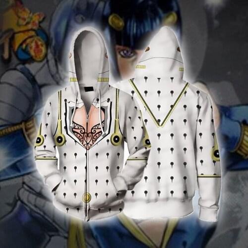 Japanese Anime Costumes Jojo Bizzare Adventure Bruno Bucciarati Hoodie Sweatshirt Streetwear Zipper Hat Jacket Coat Cosplay