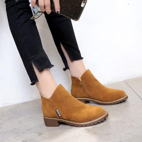 2018 Spring Autumn Women Chelsea Boots Round Toe Flats Boots For Woman Zipper Shoes Woman