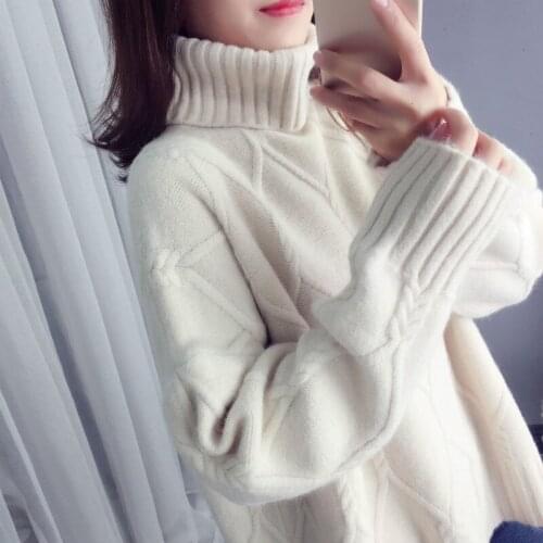 Turtleneck Women Sweater Women Khaki Long Sleeve Pullover 2021 Autumn Winter Casual Pink Jumper Loose Sweaters Oversized