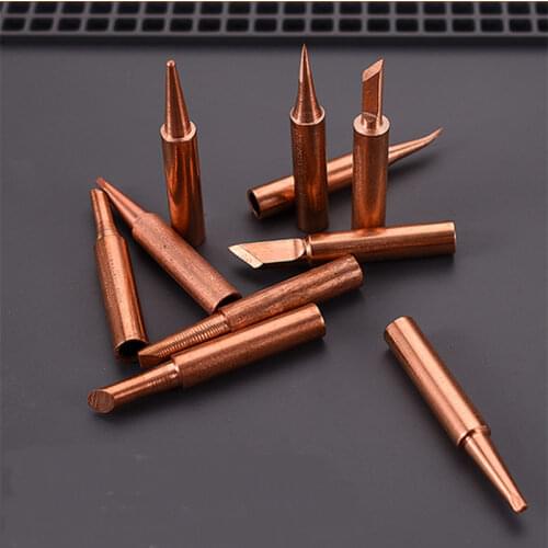 10pcs Pure Copper Color Universal 936 900M-T-K 900M-T-B 900M-T-I Soldering Station Soldering Iron Tip Sting Handle Welding Tools