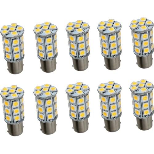 10X Warm White 27 SMD LED 1156 1141 1003 RV Camper Trailer Interior Light Bulbs