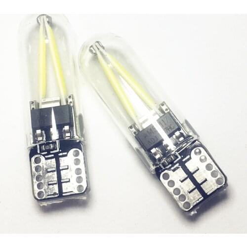 2pcs Clearance lamp T10 LED W5W led Bulb drl Car interior light White SMD 194 168 COB Glass Auto Filament Lamp Door light 12V