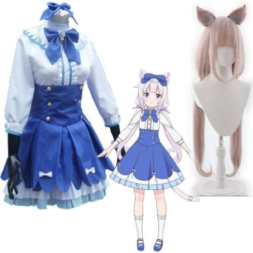 2021 Anime Nekopara Cosplay Costumes Vanilla Cosplay Dresses and Wigs Accessories Halloween Party Woman Dress Adult Maid Skirts