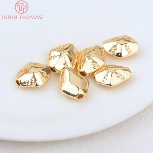 6PCS 14.2x12MM Hole 2MM 24K Gold Color Brass Irregular Carved Beads High Quality Diy Jewelry Findings Accessories