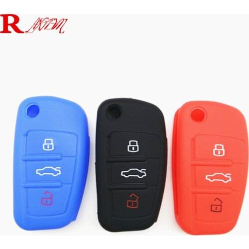 3 Button Car Silicone Key Cover For Smart Audi A1 A2 A3 Q3 Q7 R8 A6L TT Key Case with logo Car Styling key case shell