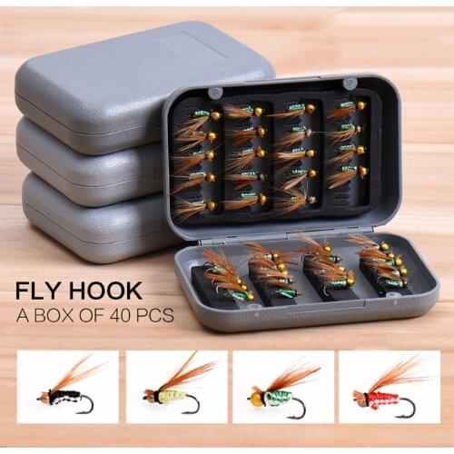 40Pcs Fly Fishing Flies Kit Fly Fishing Lures with Fly Fishing Box Fly Fishing Assortment Kit Bass Trout Salmon Fishing