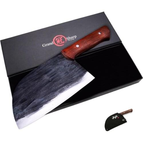 6.9'' Handmade Forged Chef Knife Clad Steel Forged Chinese Cleaver Professional Kitchen Chef Knives Vegetable Meat Cutting Gift