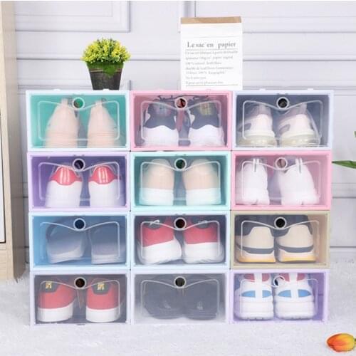 6PCS Transparent Dustproof Shoes Storage Box Superimposed Combination Clamshell Men Women High Heels Sneakers Slippers Organize