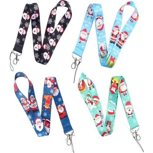 60pcs Merry Christmas Phone Straps Cute Santa Snowman Neck Lanyards for Mobile Phone Accessories Charm Keychain Lanyard for Keys