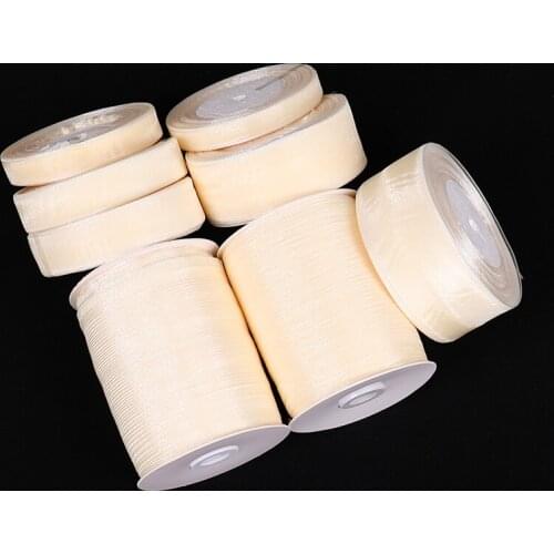 Beige Organza Ribbon for Wedding Party Decoration Invitation Card Gift Wrapping Scrapbooking Supplies Ribbon Sew Craft 50Yards