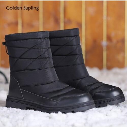 Golden Sapling Warm Snow Boots Retro Mens Leisure Shoes Vintage Winter Boot Comfortable Plush Platform Classic Men Casual Shoe