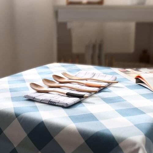 Brand Japan Style Line Round Creative Wood Spoons Desserts Fruit Forks Wooden Eco-Friendly Cutlery Tableware Fork Spoon Classic