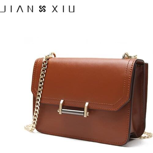 JIANXIU Brand Women Messenger Bags Female Shoulder Crossbody 2019 New Chain Purse Small Split Leather Tote Clutch Bag Two Colors