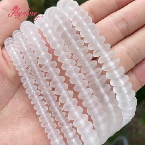 Rondelle Heishi Frost White Rock Crystal Quartz Spacer Loose Beads for DIY Women Men Necklace Bracelet Rings Jewelry Making 15"