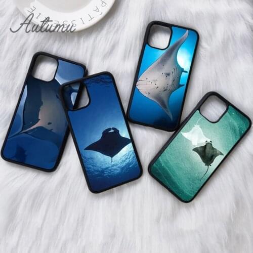 Phone Case Cover for iPhone 12 mini X XS XR 11 Pro Max SE 2020 5 6S 7 8 Plus Galaxy S8 S9 S10 Animal manta ray Funda Shell