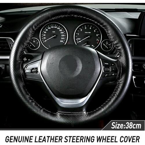 38CM Genuine Leather Car Steering Wheel Cover For Opel Astra H J G Corsa D C Insignia Vectra B Zafira Mokka Meriva Vivaro Antara